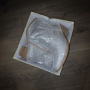 Silver Glitter Ankle Boots